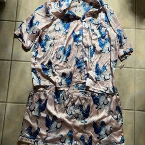 Their Nibs Blue Heron Satin Pajamas